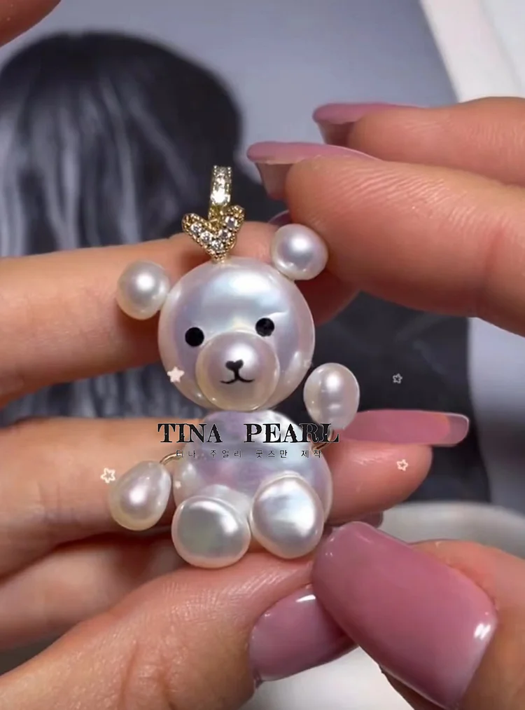 TINA Jewelry, cute Bear Pearl Baroque, two styles to choose from
