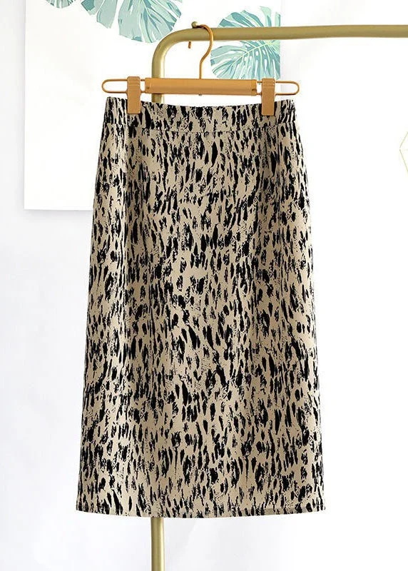 Fashion Leopard Patchwork Back Side Open Cotton Skirt Summer