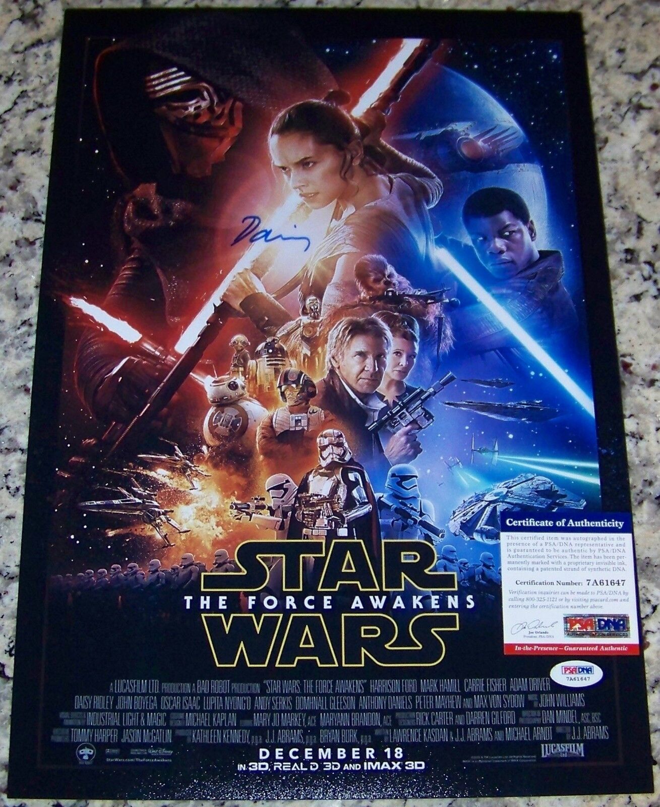 BEST DEAL Daisy Ridley Star Wars Rey Signed 12x18 Photo Poster painting PSA IN THE PRESENCE COA!