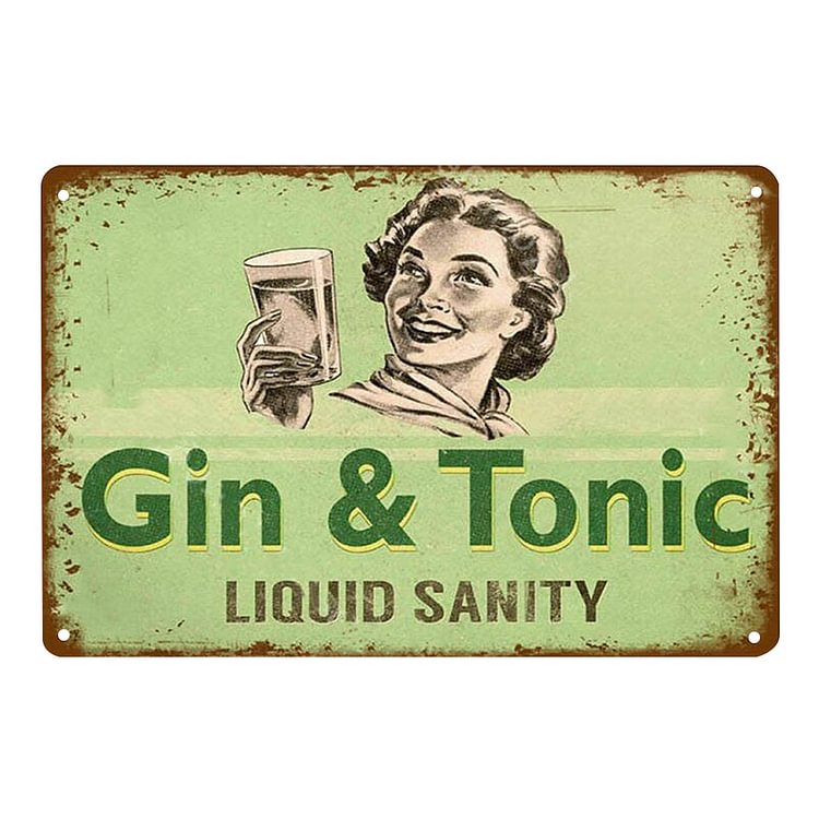 Gin And Tonic - Vintage Tin Signs/Wooden Signs - 7.9x11.8in & 11.8x15.7in
