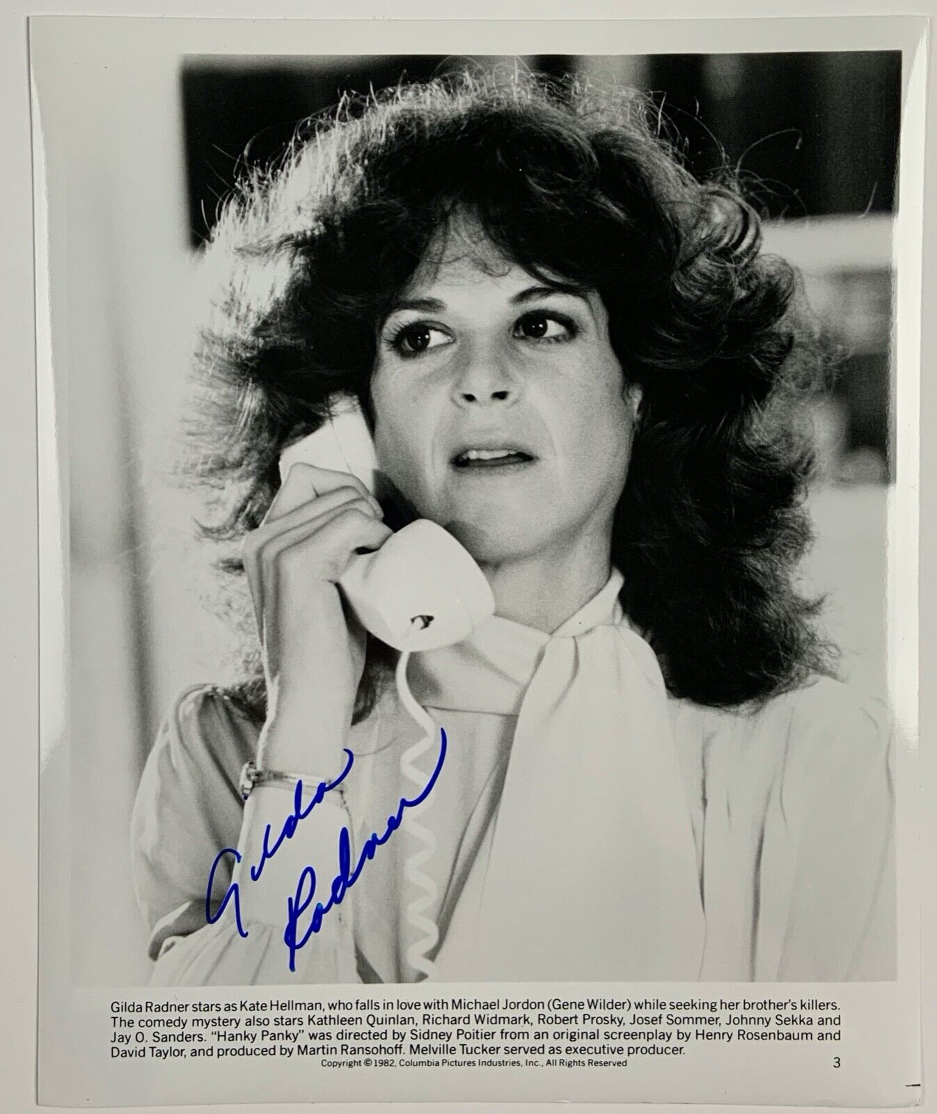 Gilda Radner JSA Signed Autograph 8 x 10 Saturday Night Live SNL Hanky Panky