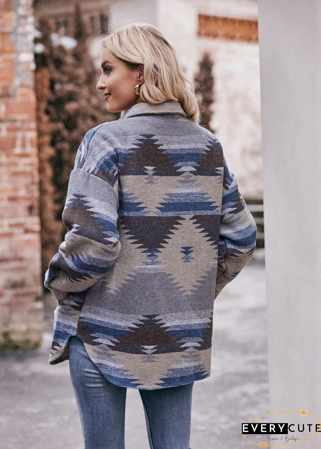 Casual Shirt Collar Ethnic Overcoat