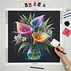 Fleurs lumineuses-peinture diamant ronde-30*30cm
