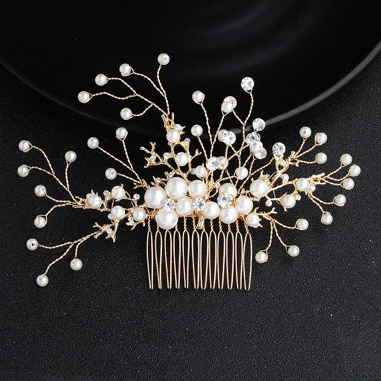 Handmade ceramic flower insert comb bridal wedding head jewelry