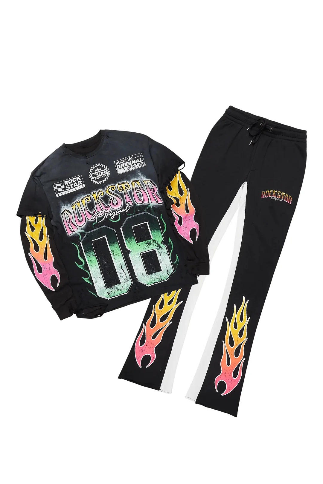 Quito Double Layer T-Shirt/Stacked Baggy Track Pant Set