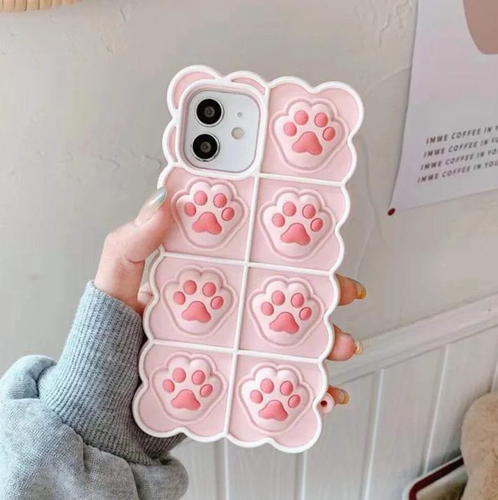 Black/White/Pink Soft Squishy Cat Paws Cute Phone Case SP16495