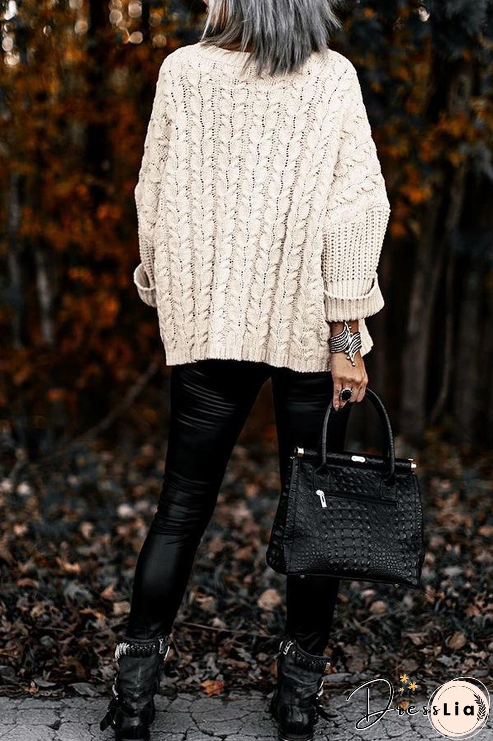 Solid Color Round Neck Sweater P15039