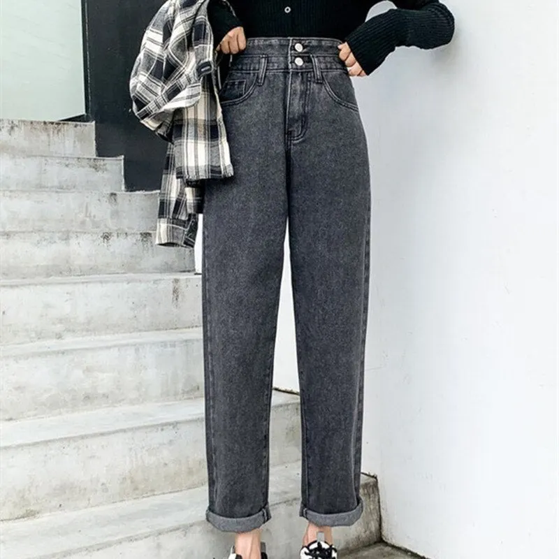 High waist blue jeans for women