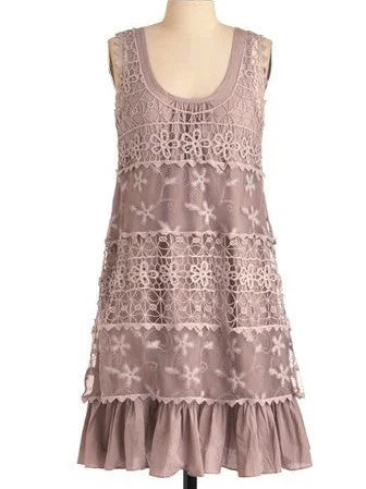 Women Sleeveless U-neck,Solid Dress