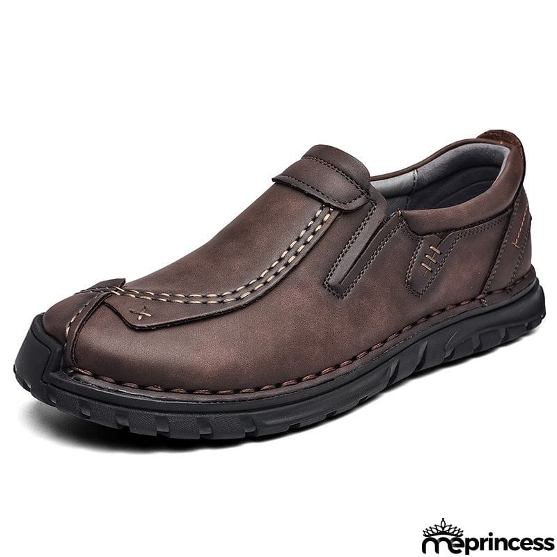 Vintage Style Contrast Stitching Flat Sole Soft Footbed Low-Top Loafers