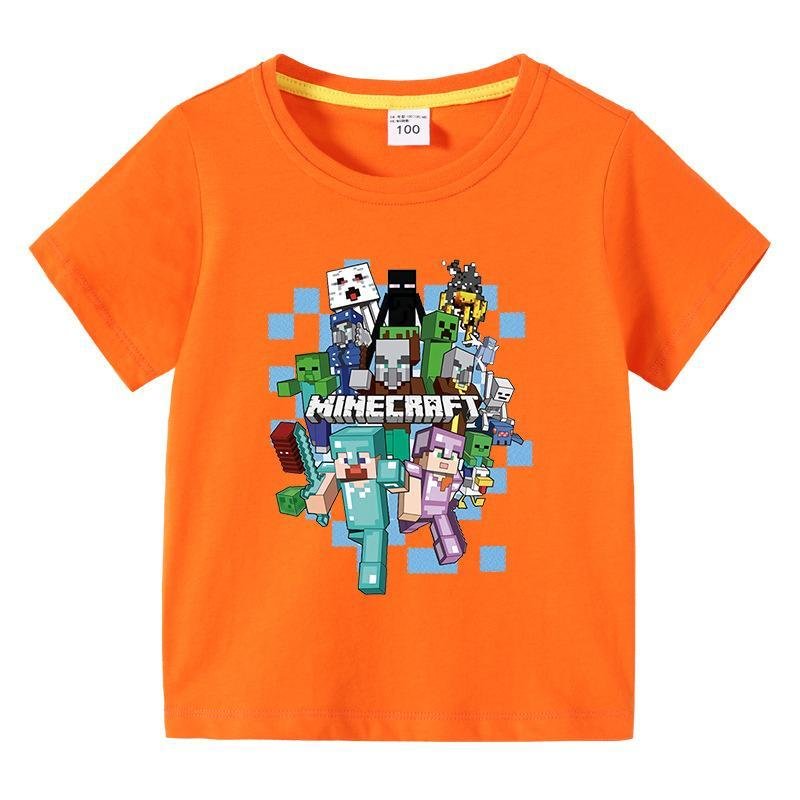 Minecraft T-Shirt Round Neck Short Sleeves for Boys Girls Summer Home Outdoor Wear