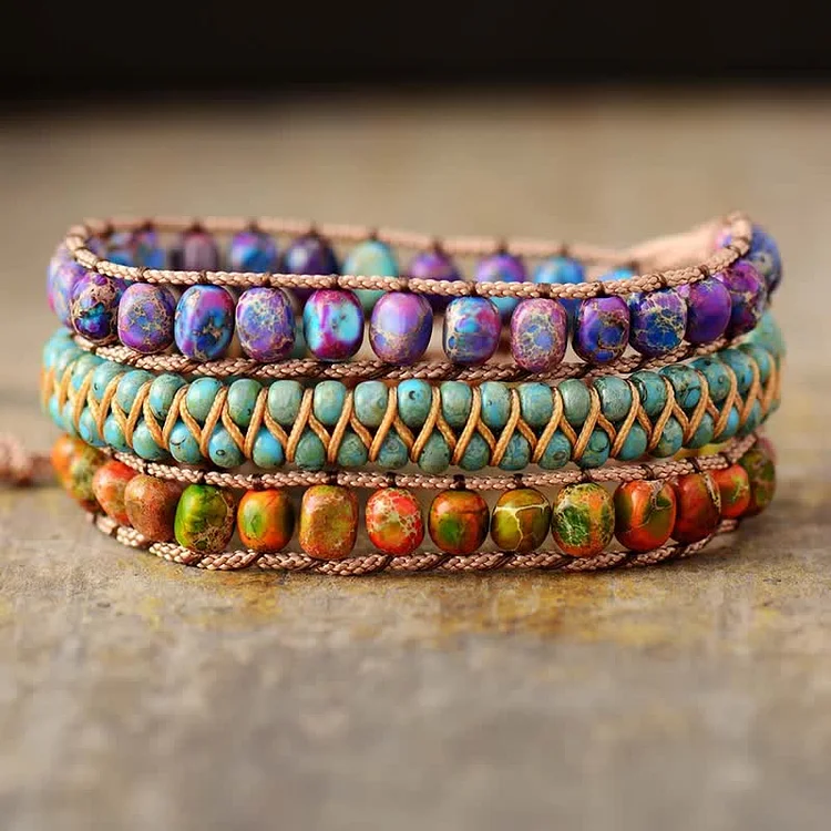 Olivenorma Gorgeous Emperor Stone Three-layer Wrap Bracelet