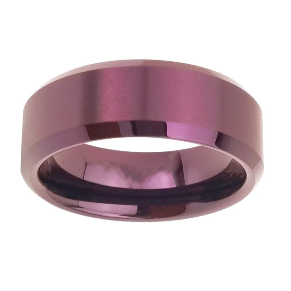 8MM Purple Women's Or Men's Tungsten Carbide Wedding Brushed Rings Comfort Fit