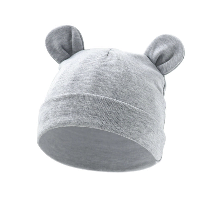 New Infant Fetal Cap Newborn Head Cap Solid Color Ear Hat Boys And Girls Baby Hat A54