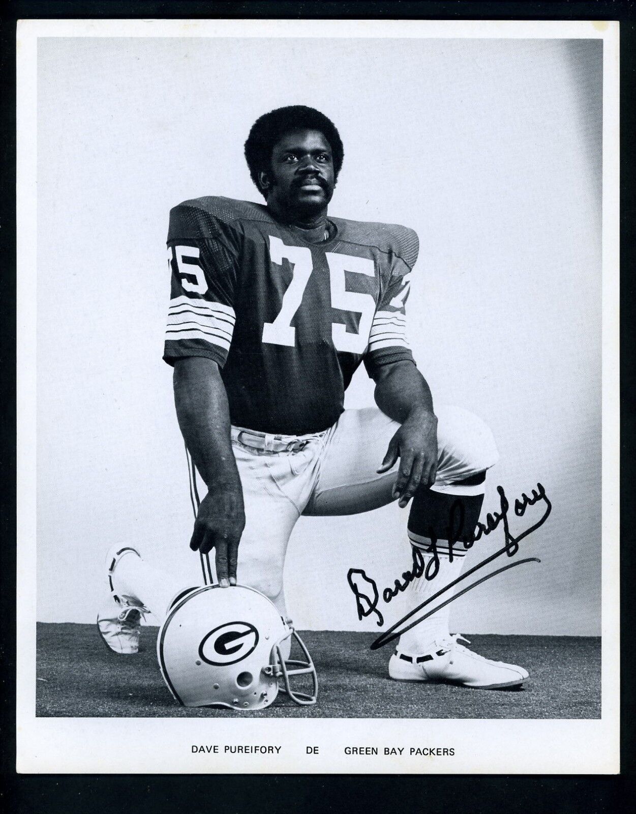 Dave Pureifory Green Bay Packers circa 1970's Team Issued Premium Press Photo Poster painting