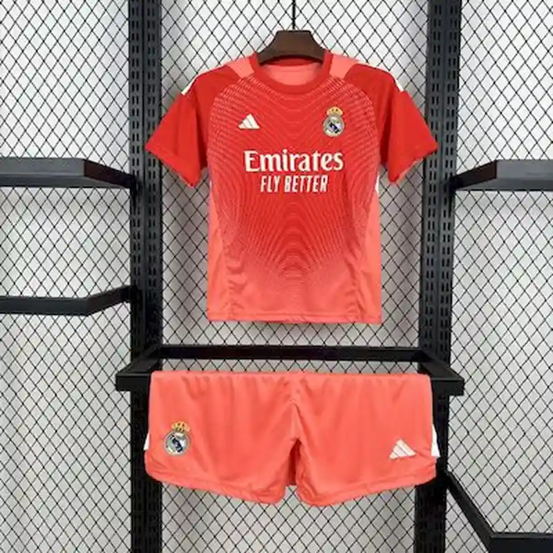 25/26 Kids Real Madrid Orange Color Goalkeeper Soccer Jersey
