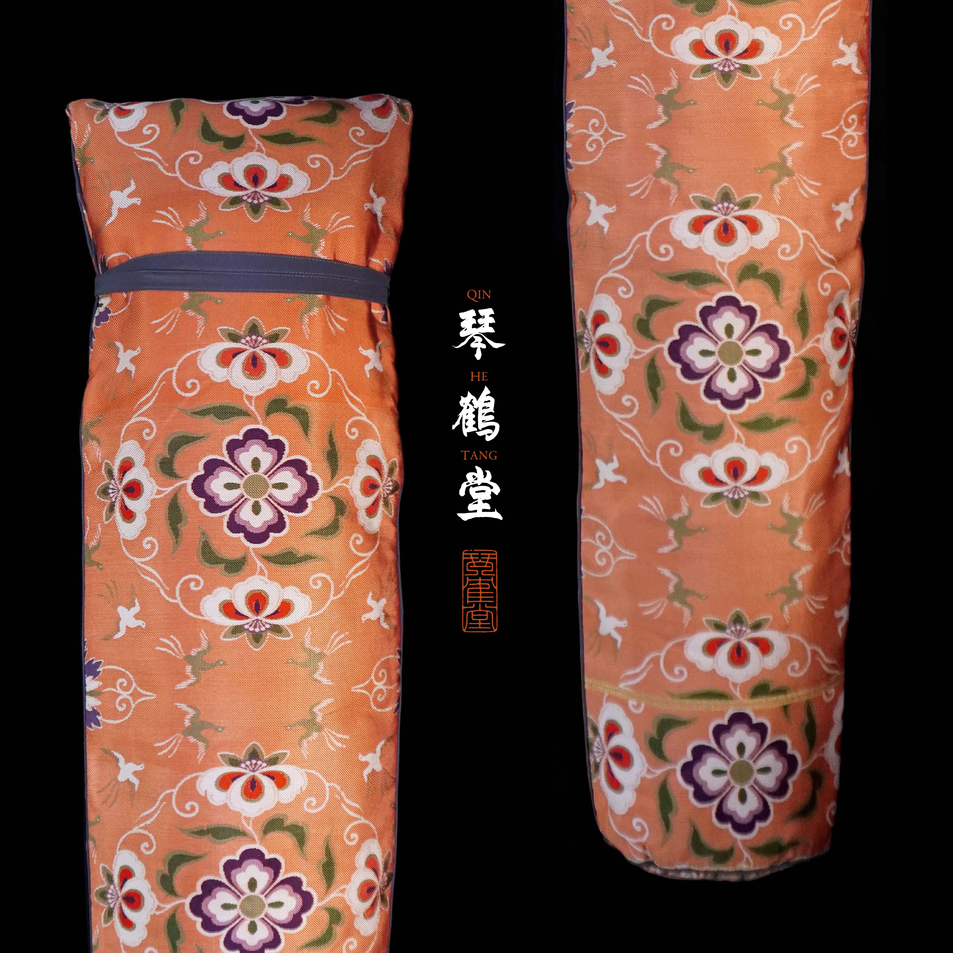 EverGlow" - Luxurious Chinese Qin Case with Thick Brocade Fabric and Handcrafted Finery for Traditional Musical Instrument