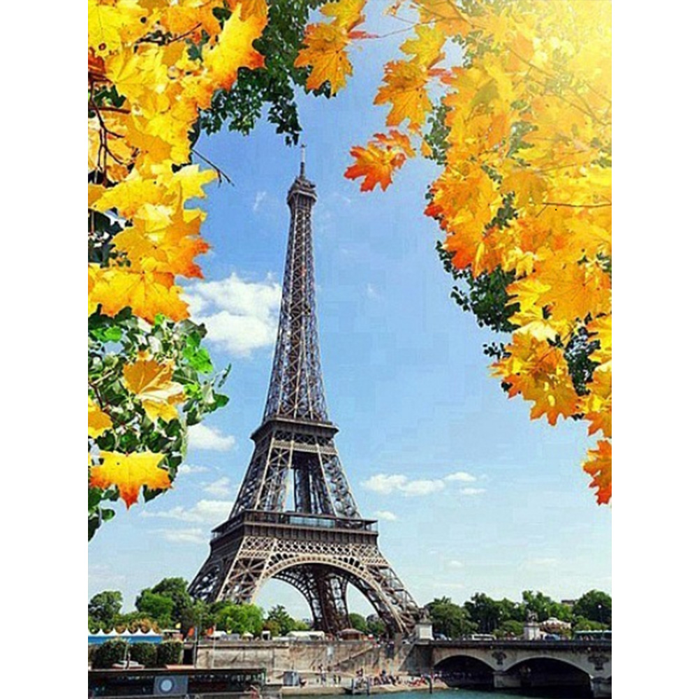 

Maple Leaf Eiffel Tower - Round Drill Diamond Painting - 40*50CM, 501 Original