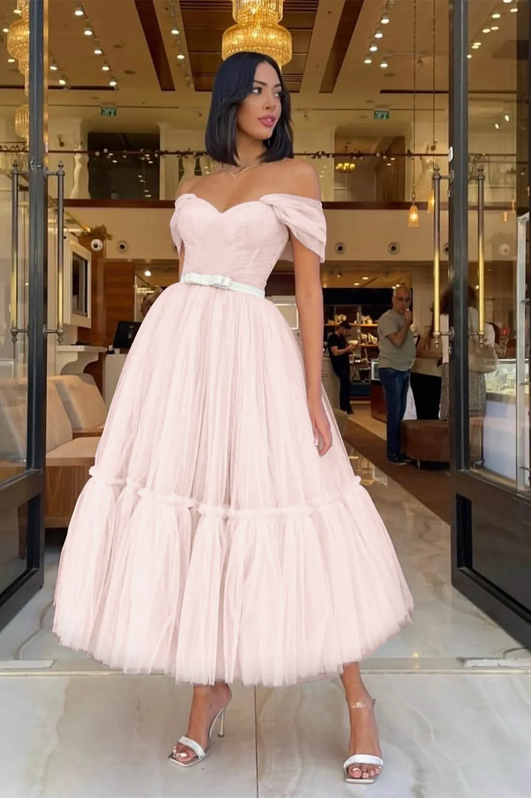 Sweetheart Pink Prom Dress Hi-low Tulle Dress s28 main image 1