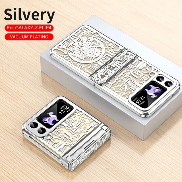 Fashionable Mechanical Legend Plating Hinge Transparent Case For Samsung Galaxy Z Flip 