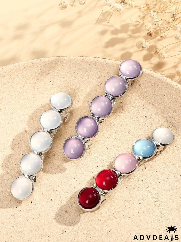 3pcs Round Decor Hair Clip