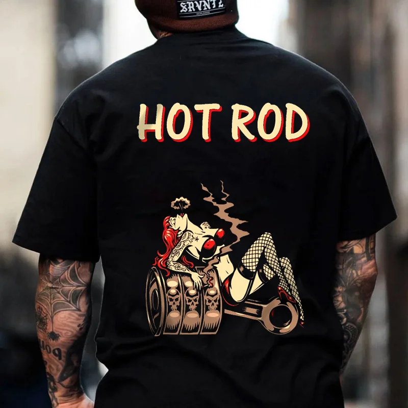 HOT ROD Smoking Sexy Lady Print Men's T-shirt