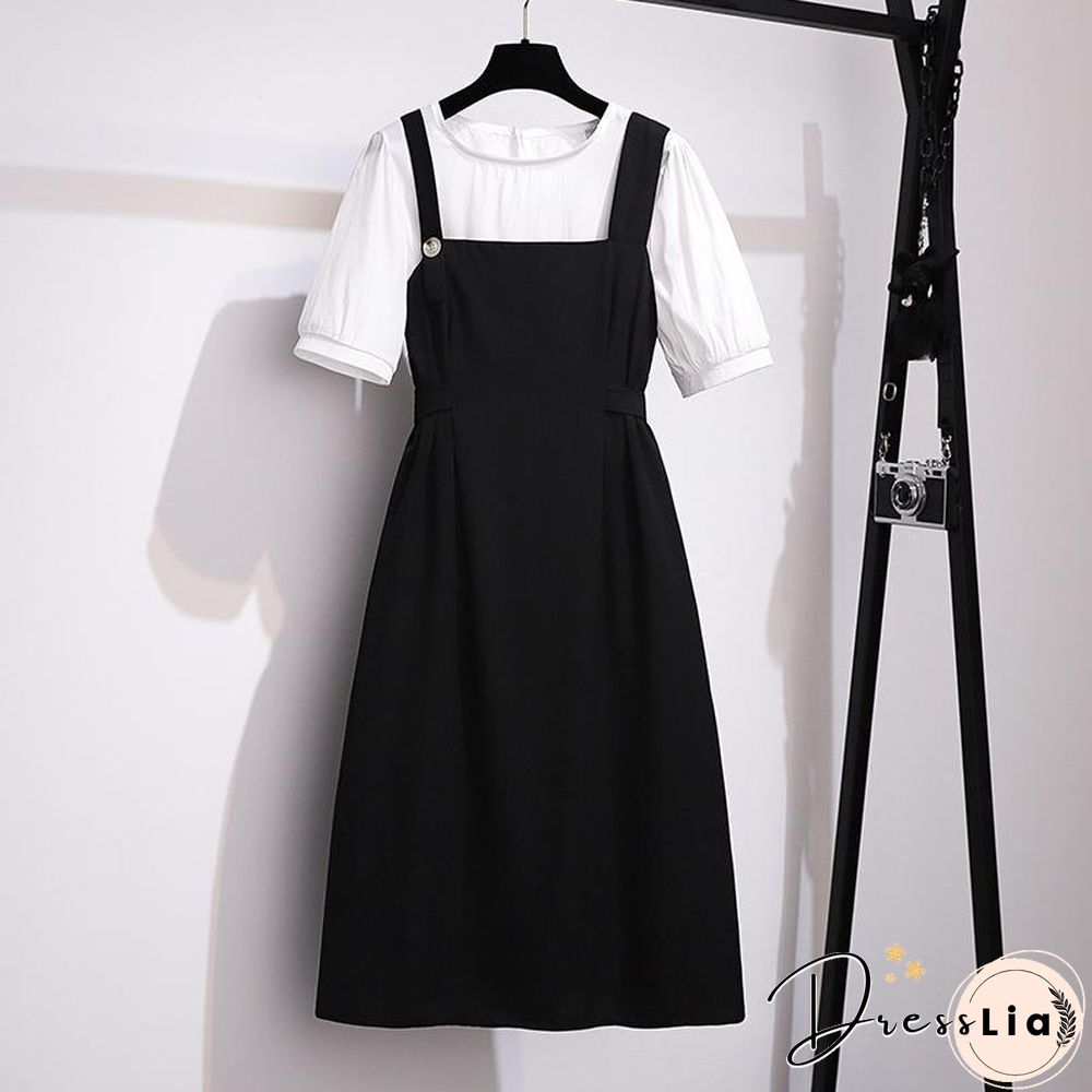 Round Collar Tee+Cami Dress P14411