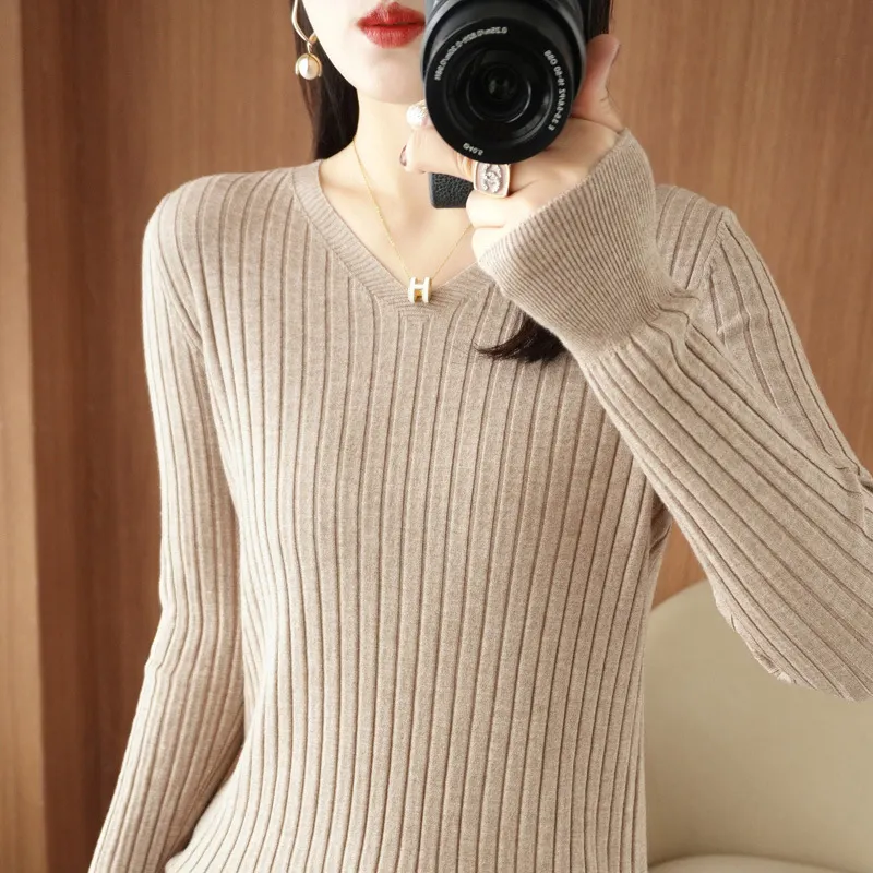 Churchf Churchf Sweater Female 2023 Spring And Autumn Knit Bottom Shirt Fashion Slim Long Sleeve Skin-Friendly Soft Bottom Top