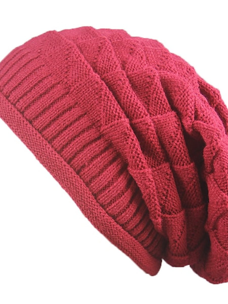 Women's Knitted Hat Stylish Beanie Slouchy Pure Color Comfort Winter Hat