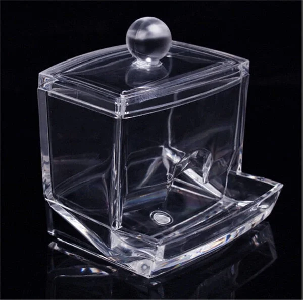 Transparent Clear Acrylic Q-tip Holder Box Cotton Swabs Stick Storage Cosmetic Makeup Case Boxes EJ870720