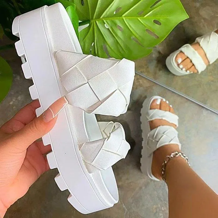 2021 Women Sandals Ladie Open Toe Casual Platform Sandals TPR Wedge Heel Cork Elastic Strap Sandal Women Sandals Zapato De Mujer