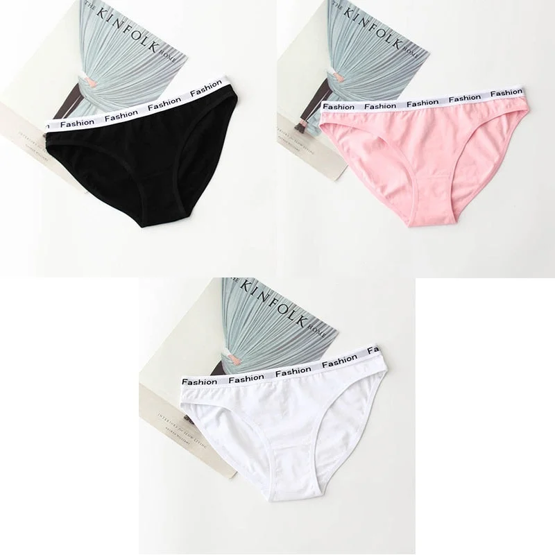 M-2XL Cotton Panties Female Underpants Sexy Panties for Women Briefs Underwear Plus Size Pantys Lingerie 3PCS/Set 5 Solid Color