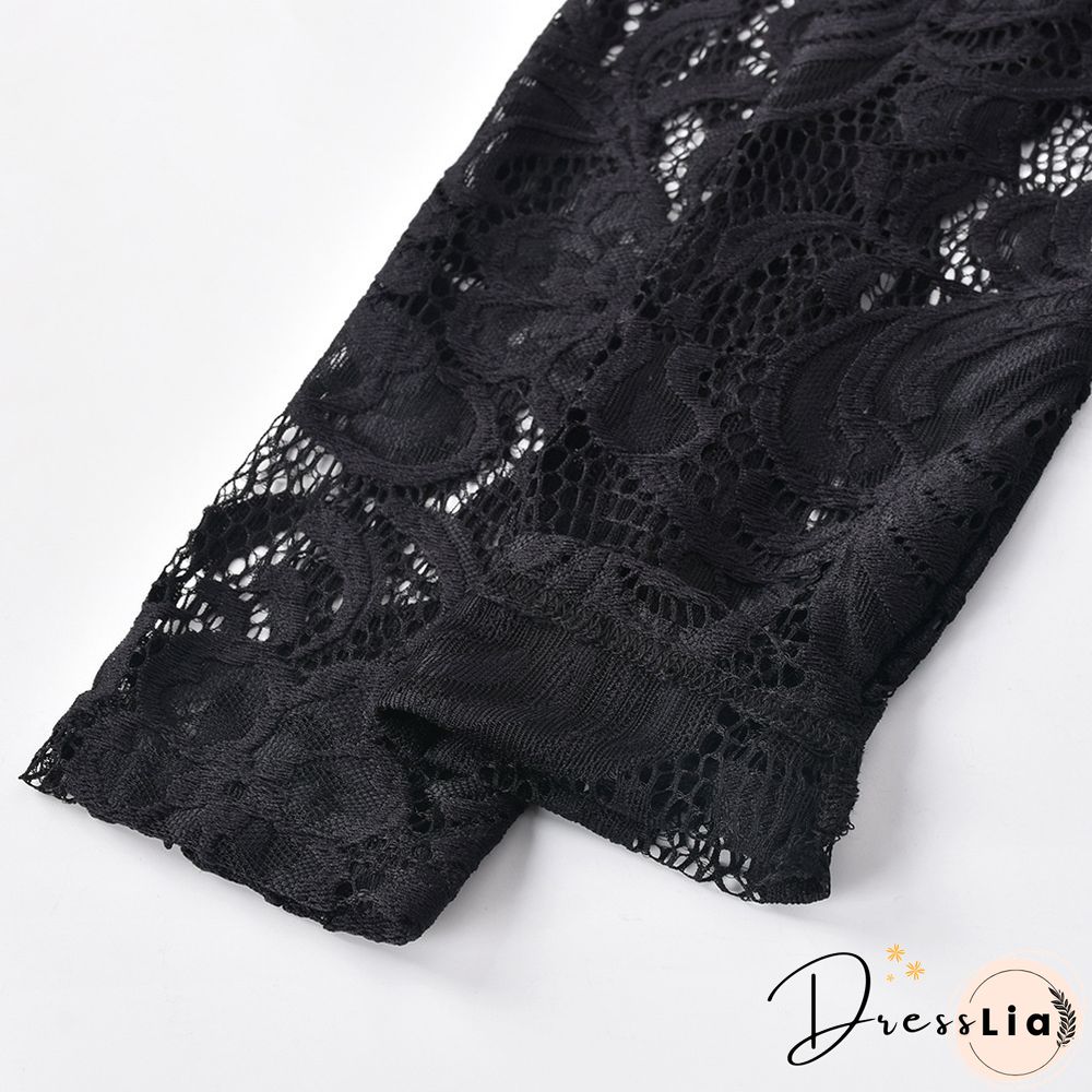 Lace Drawstring Ruched Long Sleeve Backless Dresses