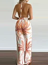 Printed Backless Empire Jumpsuits