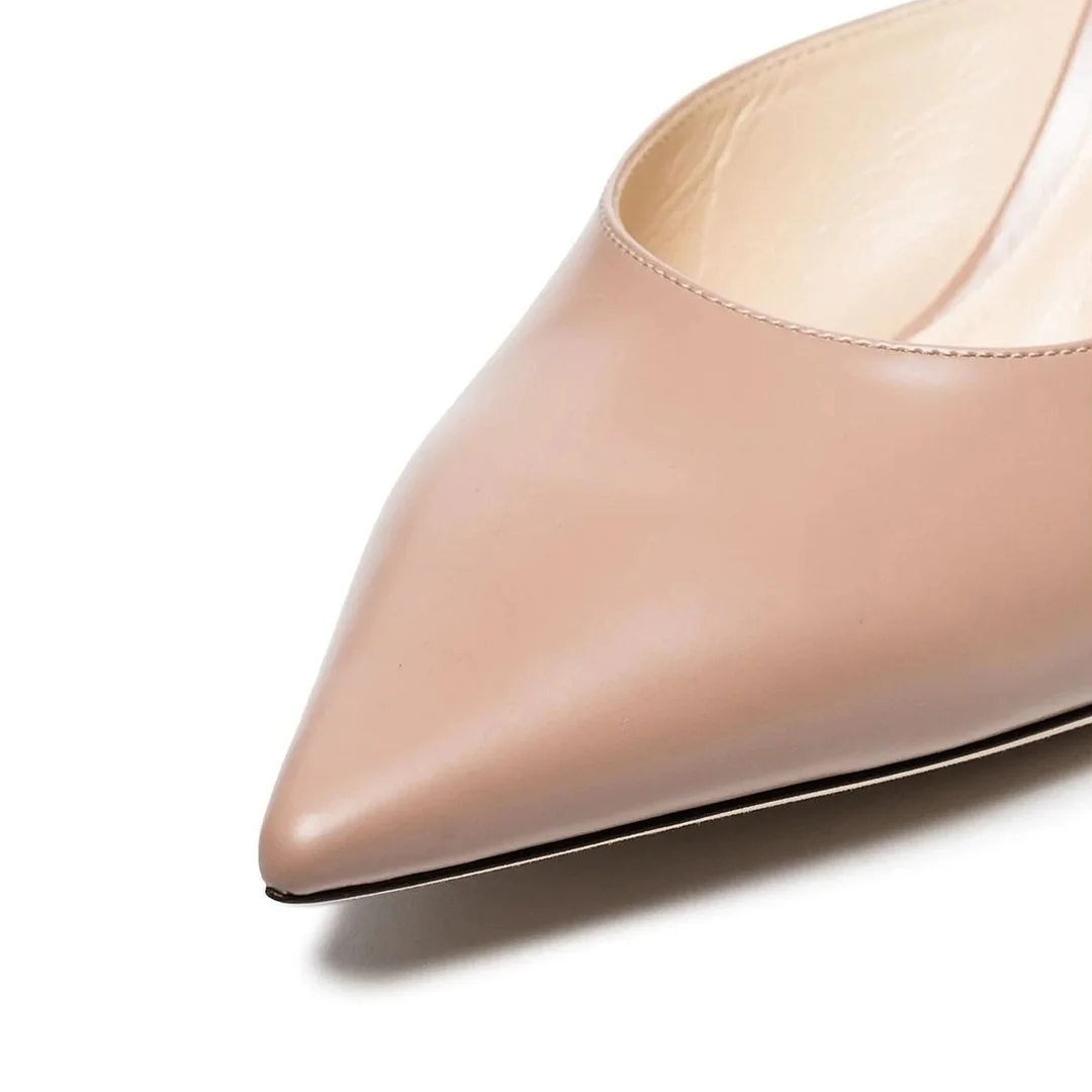 Classic Vegan Leather Stiletto Heel Women's Mules Shoes in Nude