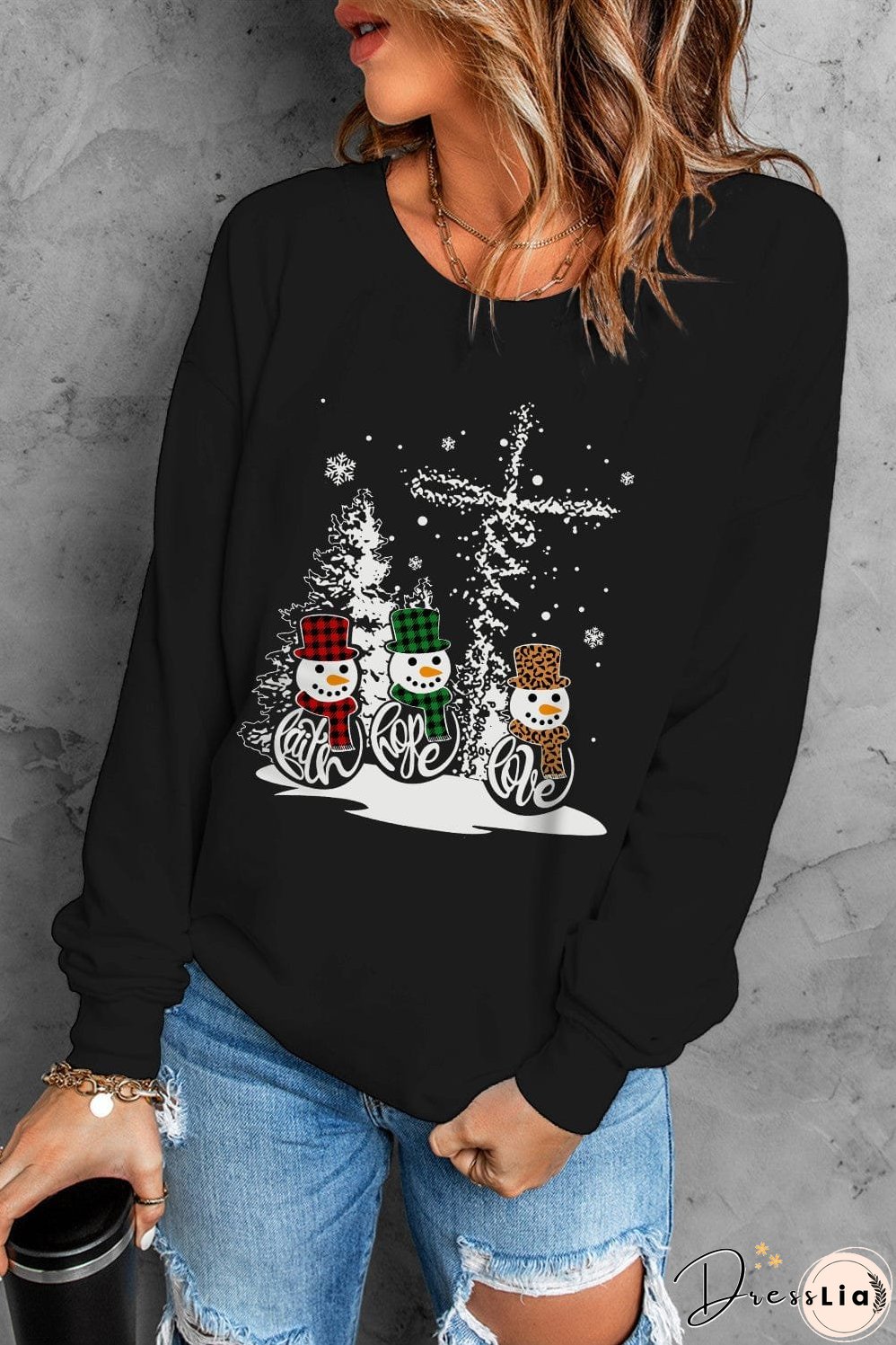 Cozy Black Snowman Christmas Sweater