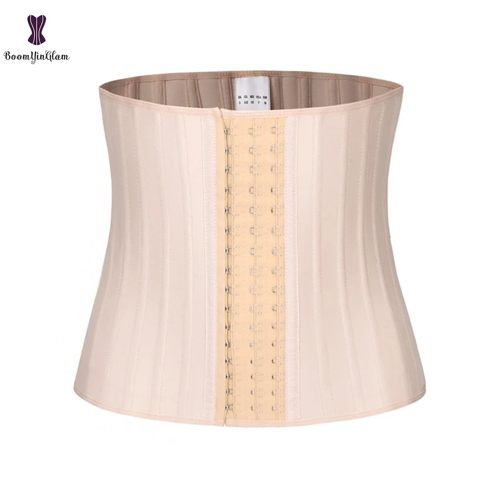 Women's Waist Trainer 25 Steel Boned Black Nude Latex Underbust Corset Training Cincher Shaper 950#