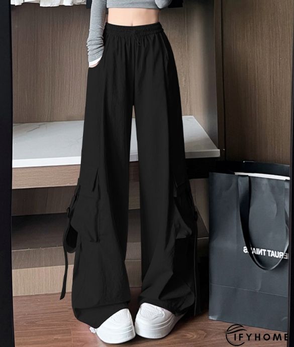 Drawstring Waist Flap Pockets Cargo Pants, Casual & Versatile High Waist Pants For Spring & Summer, Women's Clothing | IFYHOME