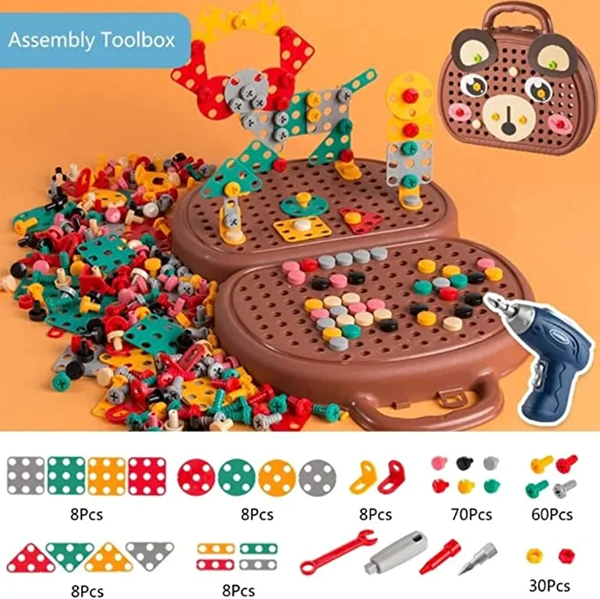 Creativity Tool Box - Develop Creativity, Kids Drill Set Building Blocks, Electric Drill Puzzle Toy with Drill Screwdriver Tool