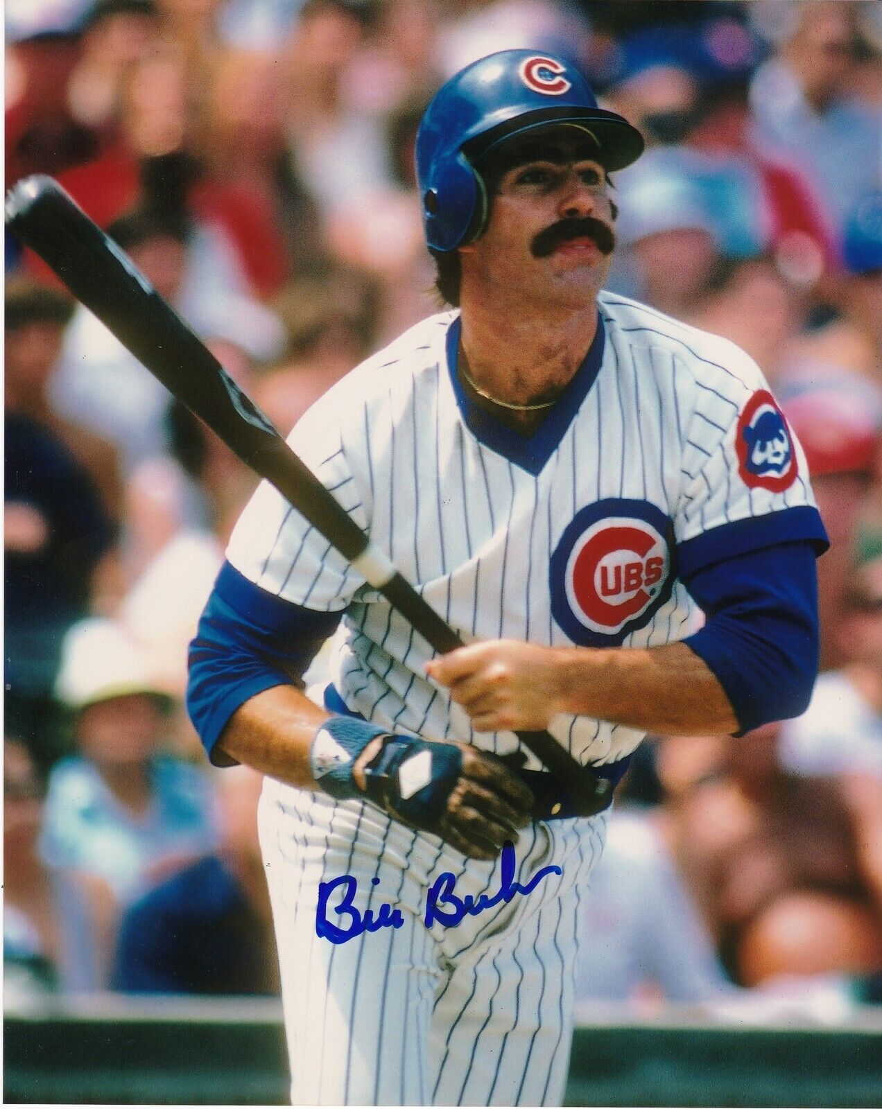 BILL BUCKNER CHICAGO CUBS ACTION SIGNED 8x10