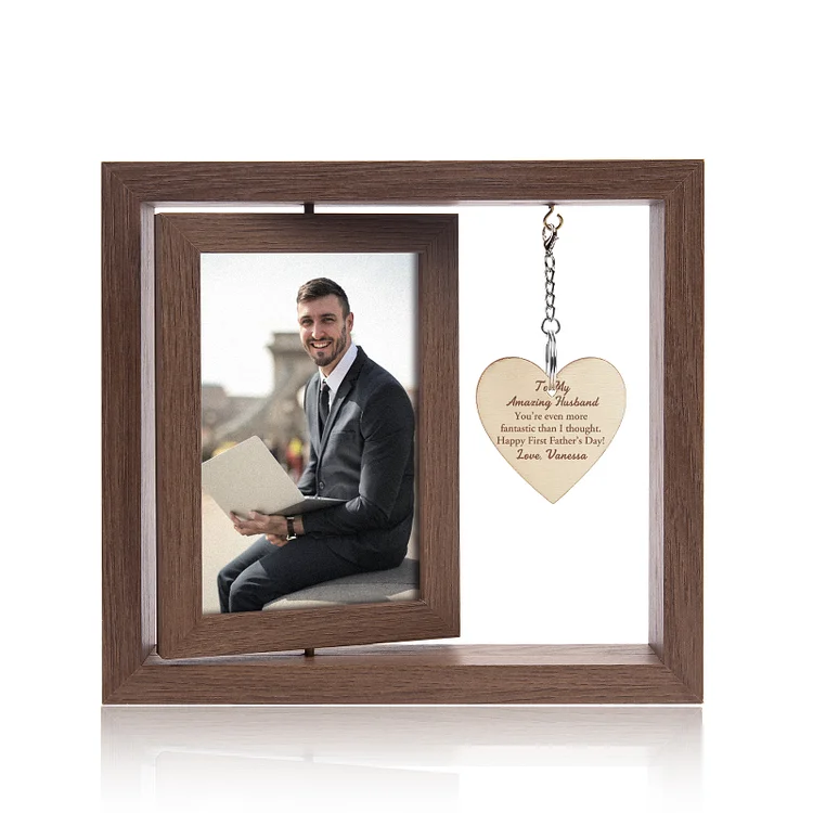 Personalized Photo Rotatable Wooden Frame Custom Name Gift For Husband
