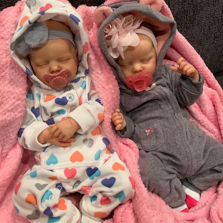 [Christmas Special] 17 '' Lifelike Realistic Reborn Baby Doll Twins Lennon and Saylor Girl Gifts For Kids