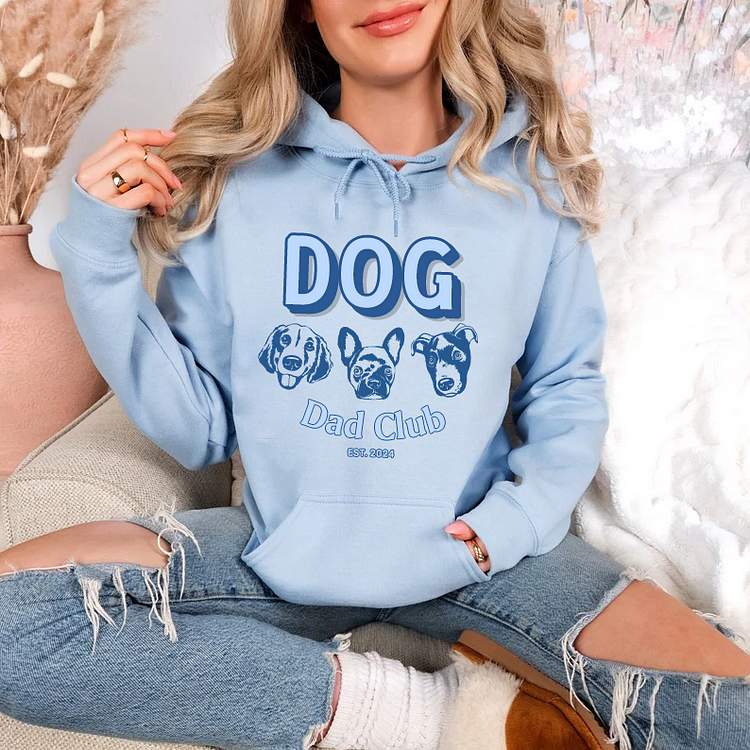 Dog Mom Club T-shirt Hoodie Sweatshirt, Custom Dog Face Printed Sweatshirt