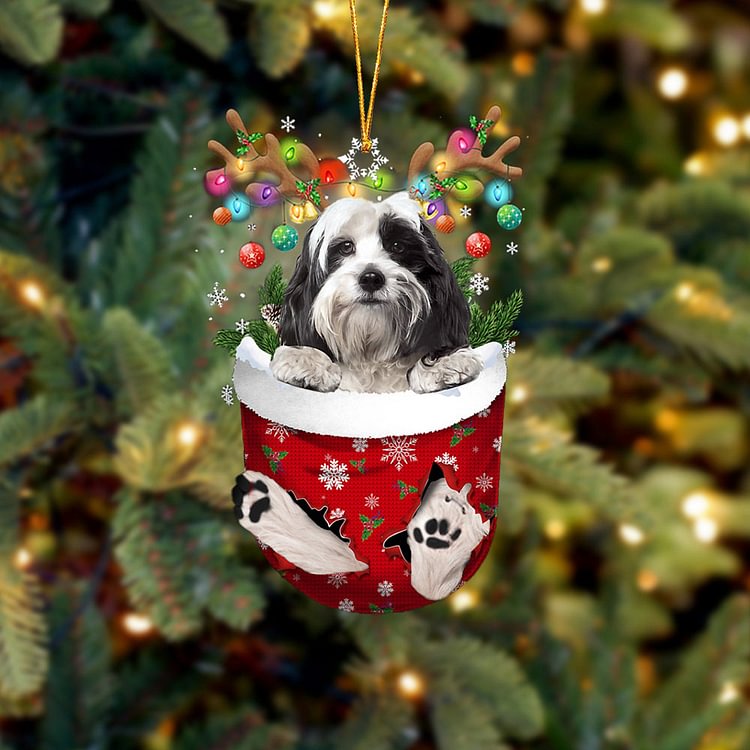 Tibetan Terrier 1 In Snow Pocket Christmas Ornament