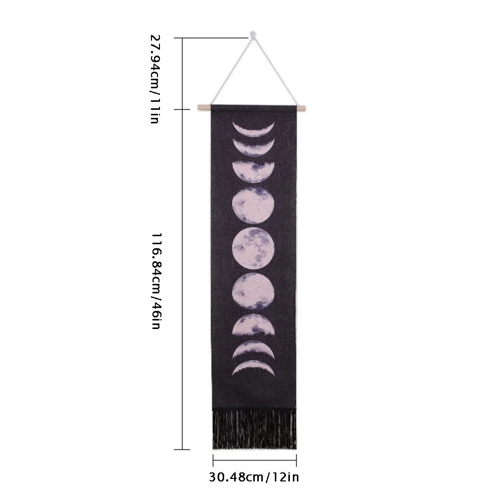 Moon Phase Tapestry Wall Hanging Lunar Eclipse Cycle Tassel Carpet Sun Moon Tapestries Bohemian Psychedelic Wall Decoration