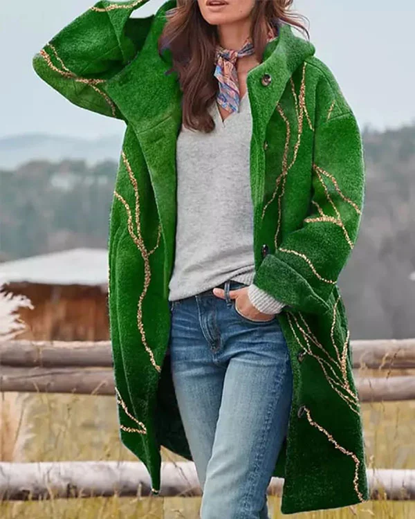 Green Wool Oversized Casual Coat-