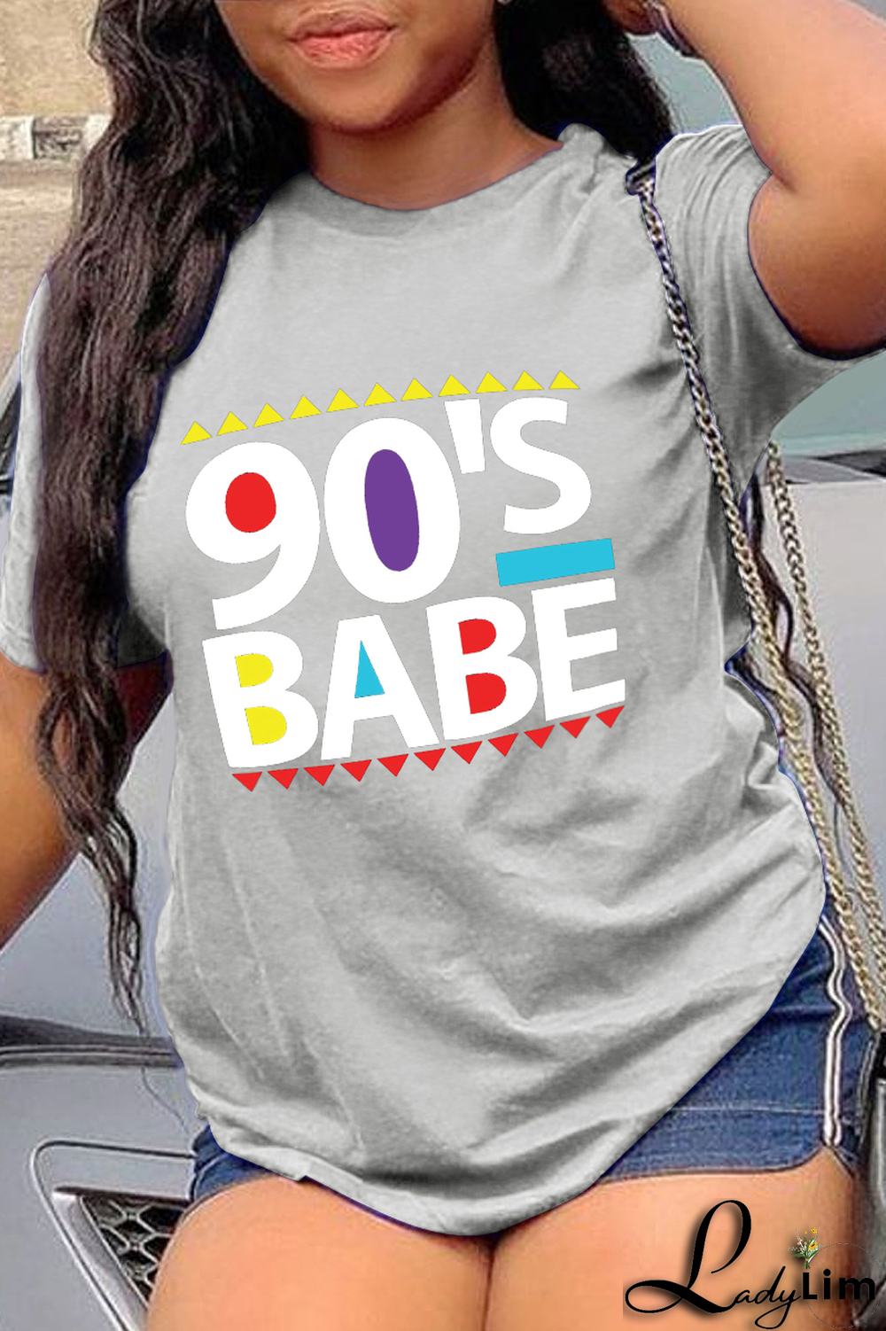 Black Fashion Street Print Letter O Neck T-Shirts