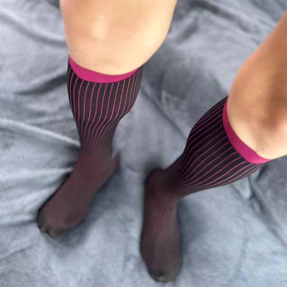 Starchildmagic Stay Fashionable and Comfortable with Mens Ribbed Dress Socks, Striped Business Socks, Breathable and Thin 1 Pair