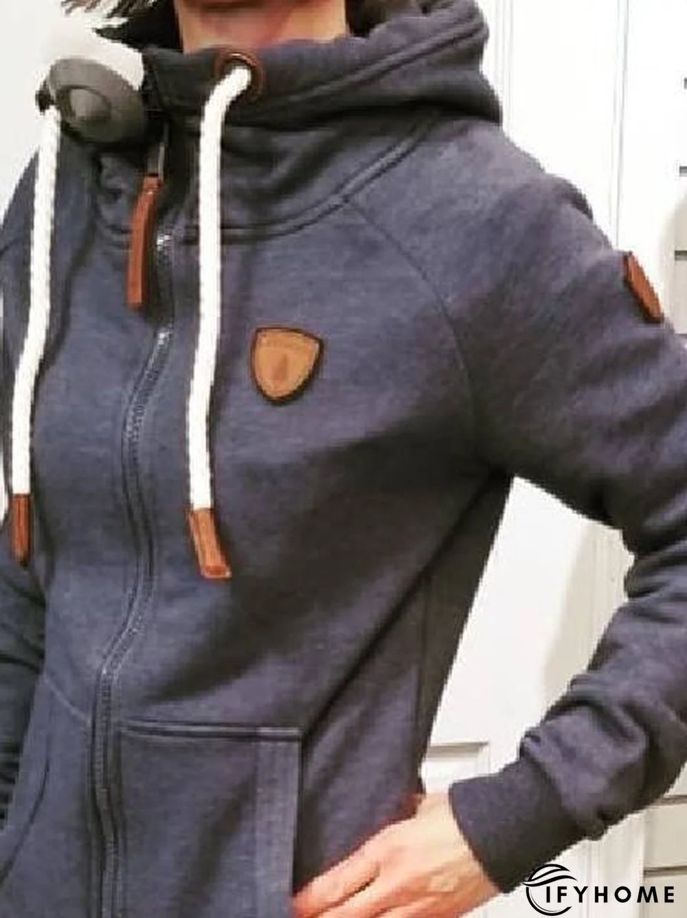 Blue Cotton Shift Long Sleeve Sweatshirts | IFYHOME