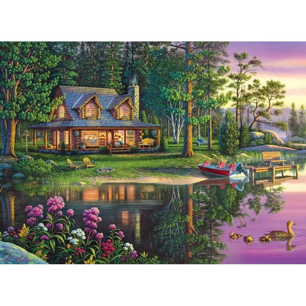 

40*50CM Paint By Numbers-River House, 501 Original